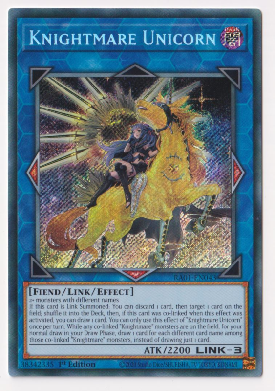 Knightmare Unicorn (Alternate Art)(Secret Rare) : RA01-EN043 - Yu-Gi-Oh! Single Card Knightmare Unicorn (Alternate Art)(Secret Rare) : RA01-EN043 - Yu-Gi-Oh! Single Card