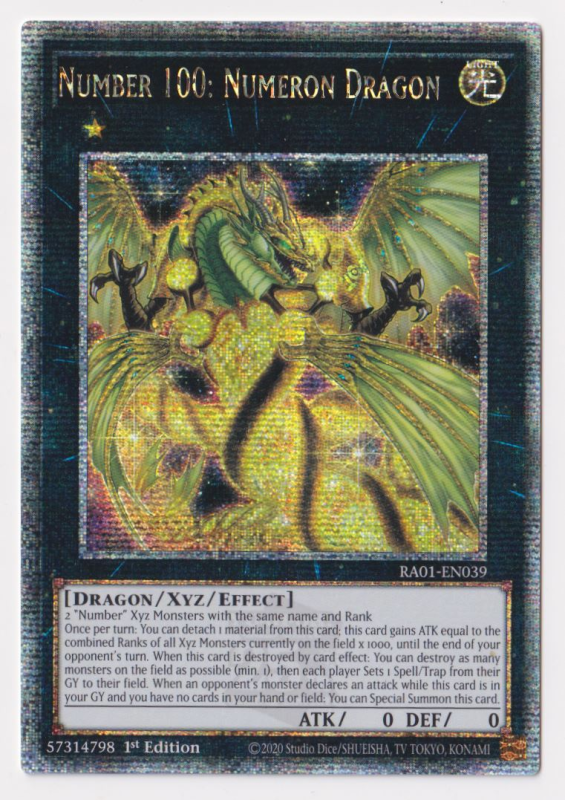 Number 100 Numeron Dragon Quarter Century Secret Rare RA01 EN039 Number 100 Numeron Dragon Quarter Century Secret Rare RA01 EN039