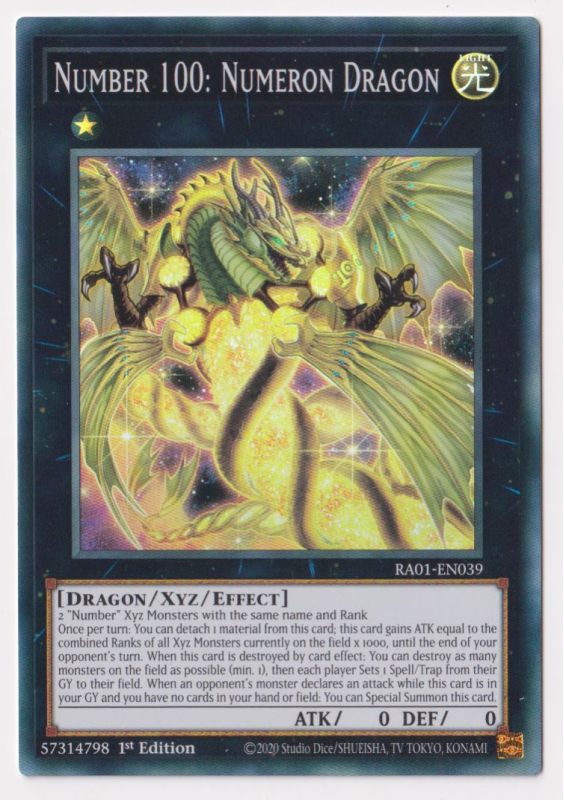 yugioh number 100 numeron dragon deck 100: (American) RA01-EN039 Aus Ygo You will receive the 1st Edition version of this card. Number 100: Numeron Dragon -