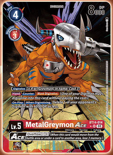 MetalGreymon ACE (ENGLISH EXCLUSIVE ALTERNATIVE ART) : BT14-014 BLAST ACE - Digimon  Card Game Single Card