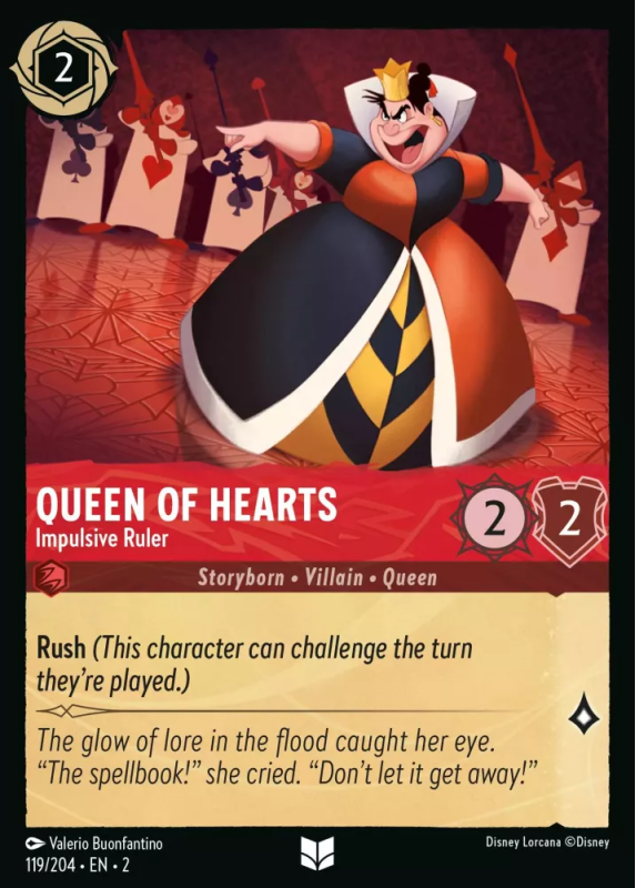Queen of Hearts - Impulsive Rules (FOIL) : 119/204 RISE OF THE FLOODBORN - Disney Lorcana Single Card Queen of Hearts - Impulsive Rules (FOIL) : 119/204 RISE OF THE FLOODBORN - Disney Lorcana Single Card