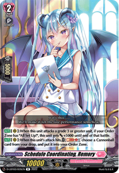 Schedule Coordinating, Remory (R) single card from Cardfight!! Vanguard