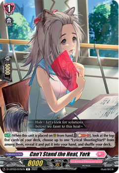 Can't Stand the Heat, York (C) single card from Cardfight!! Vanguard