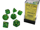 Chessex - Borealis Polyhedral 7 Dice Set - Maple Green & Yellow