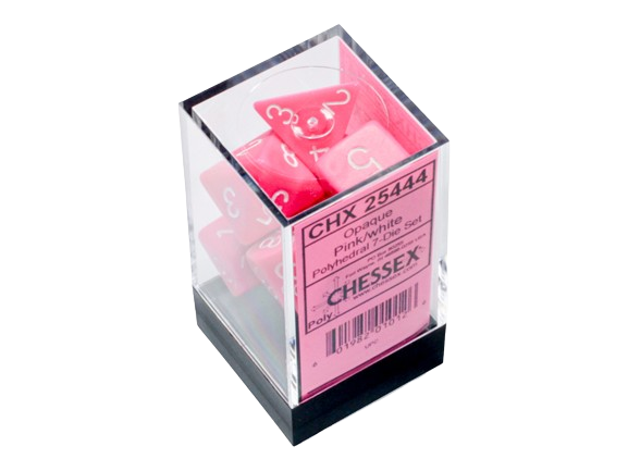 Chessex - Polyhedral 7 Dice Set - Pink w/White