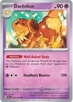 Dachsbun single card from Pokemon