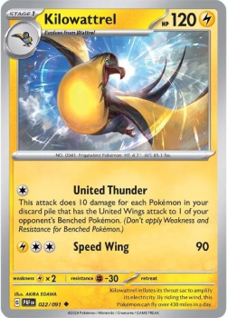 Kilowattrel single card from Pokemon