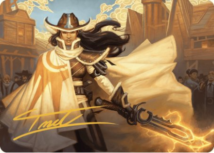 Omenport Vigilante Art Card (GOLD SIGNATURE) single card from Magic the Gathering