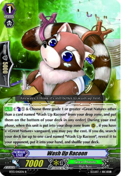 Wash Up Racoon single card from Cardfight!! Vanguard
