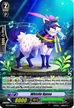 Whistle Hyena single card from Cardfight!! Vanguard