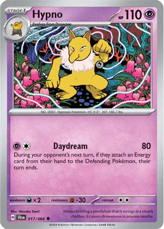 Hypno (REVERSE HOLO) : SCARLET AND VIOLET - SHROUDED FABLE 17/064 - Pokemon Single Card Hypno (REVERSE HOLO) : SCARLET AND VIOLET - SHROUDED FABLE 17/064 - Pokemon Single Card