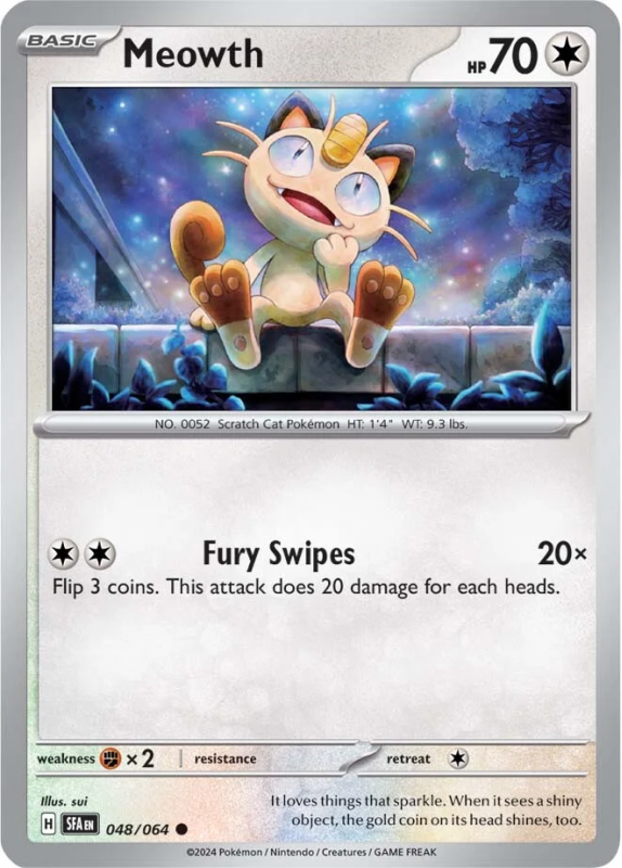 Meowth (REVERSE HOLO) : SCARLET AND VIOLET - SHROUDED FABLE 48/064 - Pokemon Single Card Meowth (REVERSE HOLO) : SCARLET AND VIOLET - SHROUDED FABLE 48/064 - Pokemon Single Card