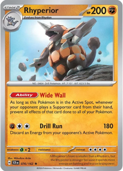 Rhyperior : SCARLET AND VIOLET - STELLAR CROWN 76/142 - Pokemon Single Card