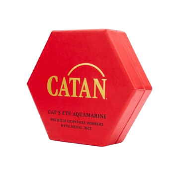 Catan Premium Robber & Metal Dice Set - Cat's Eye Aquamarine
