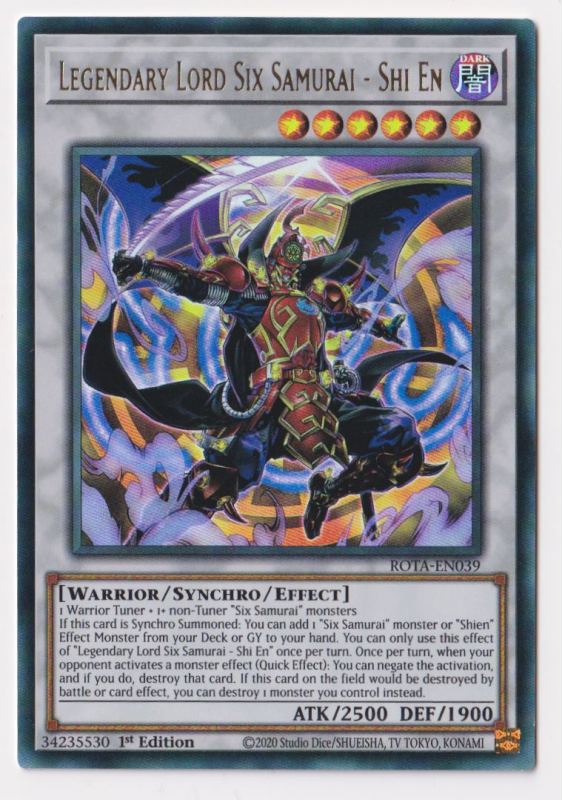 Legendary Lord Six Samurai - Shi En (Ultra Rare) : ROTA-EN039 - Yu-Gi-Oh! Single Card Legendary Lord Six Samurai - Shi En (Ultra Rare) : ROTA-EN039 - Yu-Gi-Oh! Single Card