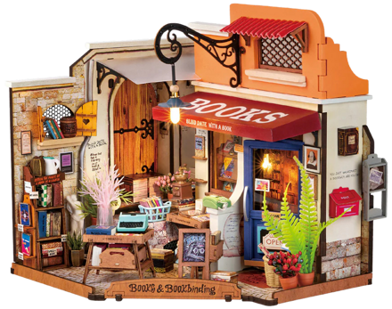 Rolife Corner Bookstore DIY Miniature House Kit