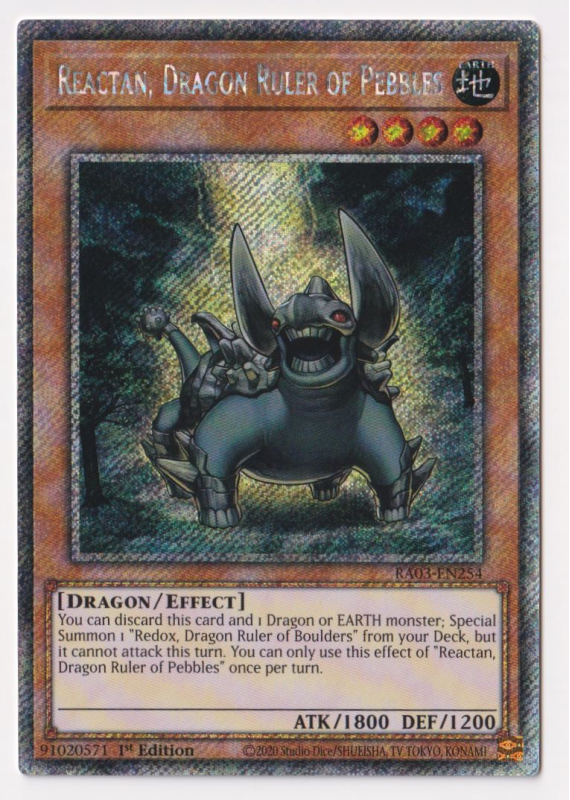 Reactan, Dragon Ruler of Pebbles (Platinum Secret Rare) : RA03-EN254 - Yu-Gi-Oh! Single Card Reactan, Dragon Ruler of Pebbles (Platinum Secret Rare) : RA03-EN254 - Yu-Gi-Oh! Single Card