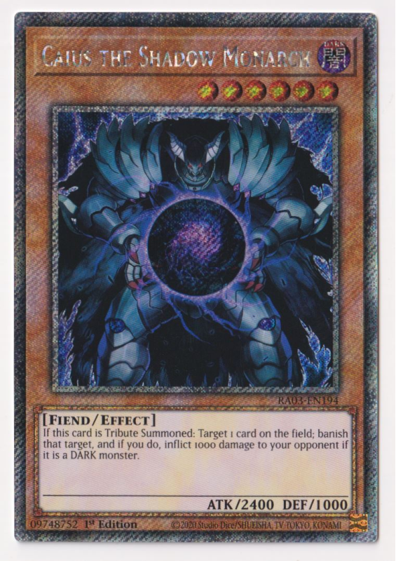 Caius the Shadow Monarch (Platinum Secret Rare) : RA03-EN194 - Yu-Gi-Oh! Single Card Caius the Shadow Monarch (Platinum Secret Rare) : RA03-EN194 - Yu-Gi-Oh! Single Card