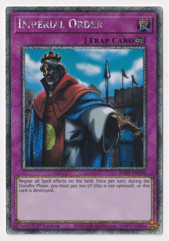 Imperial Order (Platinum Secret Rare) : RA03-EN106 - Yu-Gi-Oh! Single Card Imperial Order (Platinum Secret Rare) : RA03-EN106 - Yu-Gi-Oh! Single Card