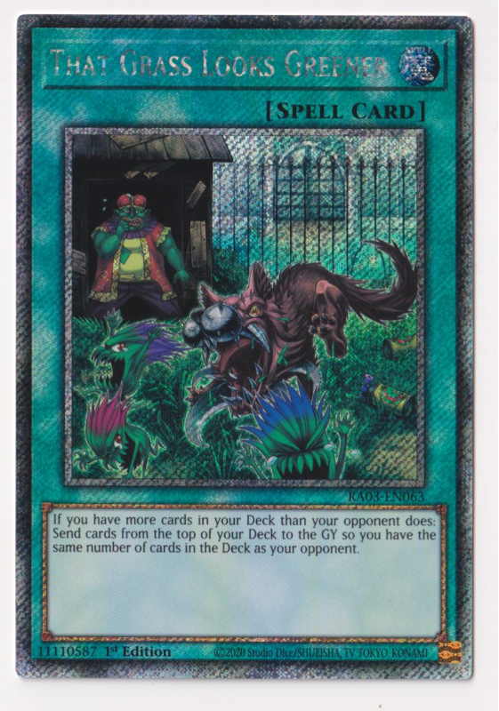 That Grass Looks Greener (Platinum Secret Rare) : RA03-EN063 - Yu-Gi-Oh! Single Card That Grass Looks Greener (Platinum Secret Rare) : RA03-EN063 - Yu-Gi-Oh! Single Card