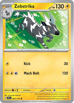 Zebstrika single card from Pokemon