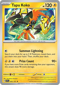 Tapu Koko single card from Pokemon