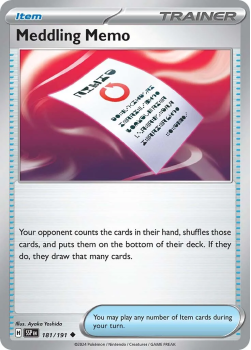 Meddling Memo single card from Pokemon