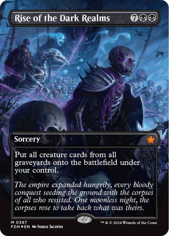 Rise of the Dark Realms (BORDERLESS MANA FOIL) (FOIL) : 0387 FOUNDATIONS 2024 - Magic the Gathering Single Card Rise of the Dark Realms (BORDERLESS MANA FOIL) (FOIL) : 0387 FOUNDATIONS 2024 - Magic the Gathering Single Card