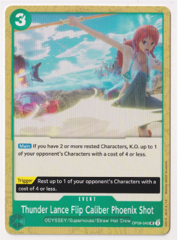 Thunder Lance Flip Caliber Phoenix Shot single card from One Piece TCG