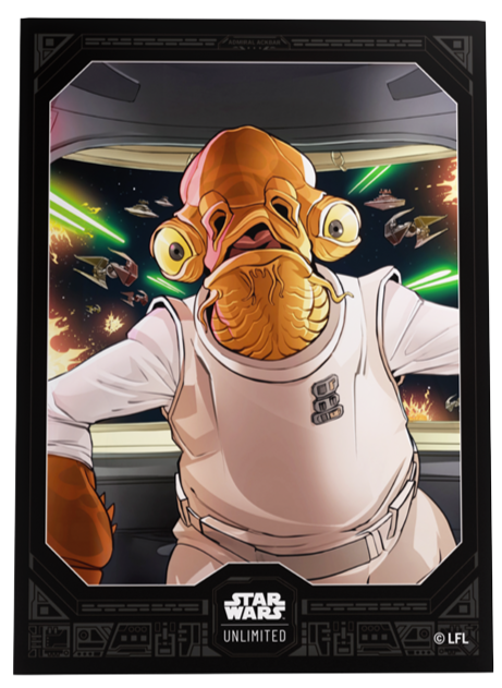 Asmodee Star Wars Unlimited White Art Sleeves - 60 Protettori Per Carte TCG Con Stampa Bianca + 1 Sleeve Trasparente, 66x92 Mm