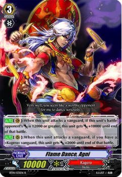 Flame Dance, Agni single card from Cardfight!! Vanguard