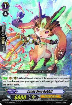 Lucky Sign Rabbit single card from Cardfight!! Vanguard