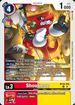 Shoutmon single card from Digimon Card Game