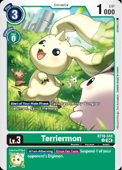 Terriermon single card from Digimon Card Game