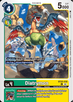 Diatrymon single card from Digimon Card Game