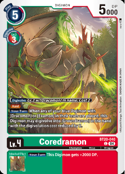 Coredramon single card from Digimon Card Game
