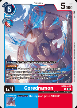 Coredramon single card from Digimon Card Game