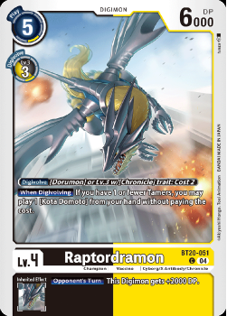 Raptordramon single card from Digimon Card Game