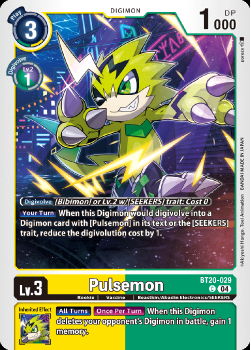 Pulsemon single card from Digimon Card Game