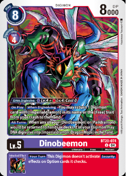 Dinobeemon single card from Digimon Card Game