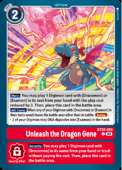 Unleash the Dragon Gene single card from Digimon Card Game