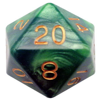 Fanroll - 35mm Mega Acrylic D20 - Green/Light Green w/ Gold Numbers