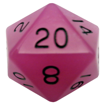 Fanroll - 35mm Mega Acrylic D20 - Glow Purple with Black Numbers