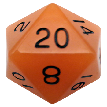 Fanroll - 35mm Mega Acrylic D20 - Glow Orange with Black Numbers