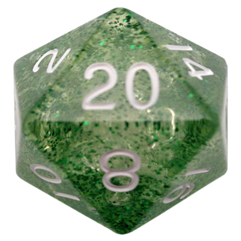 Fanroll - 35mm Mega Acrylic D20 - Ethereal Green with White Numbers