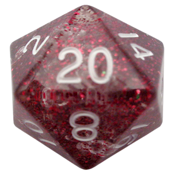 Fanroll - 35mm Mega Acrylic D20 - Ethereal Light Purple with White Numbers