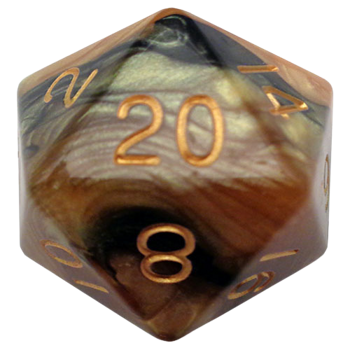 Fanroll - 35mm Mega Acrylic D20 - Black/Yellow w/ Gold Numbers