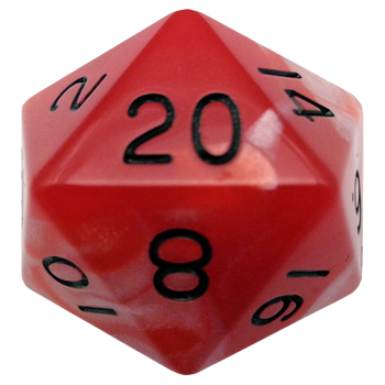 Fanroll - 35mm Mega Acrylic D20 - Red/White w/ Black Numbers