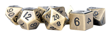 Fanroll - 16mm Metal Polyhedral Dice Set: Antique Gold
