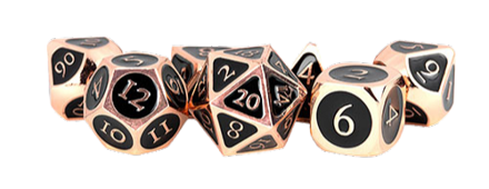 Fanroll - 16mm Metal Polyhedral Dice Set: Copper w/ Black Enamel